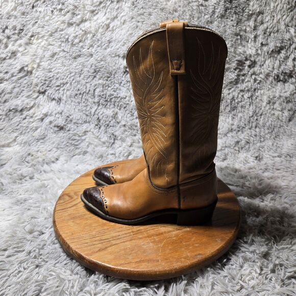 Vintage Acme Boot Women Size 6.5A Brown Western Cowgirl Stitched Tip Made in USA - Picture 2 of 10